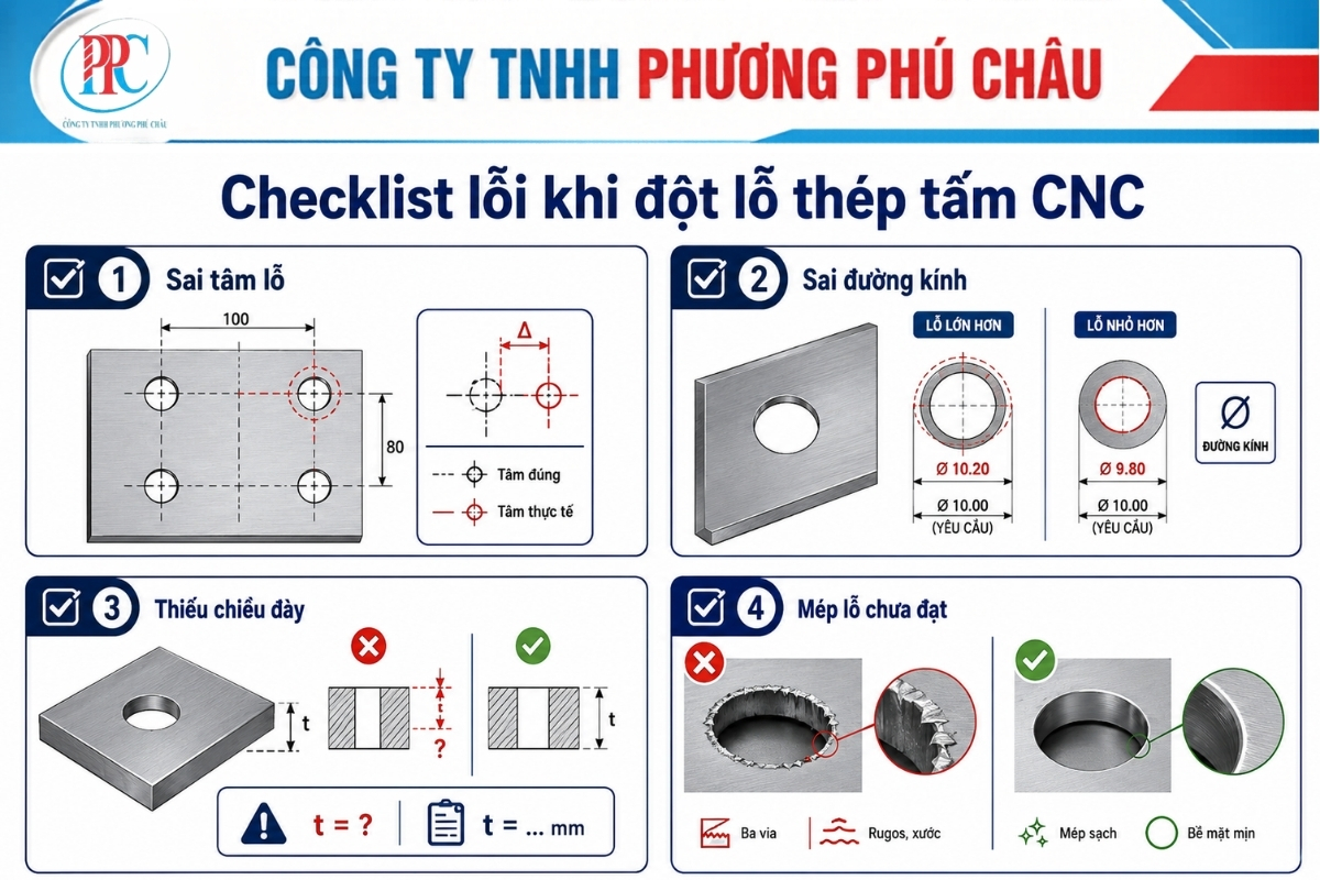 Các lỗi thường gặp khi đột lỗ thép tấm CNC theo bản vẽ