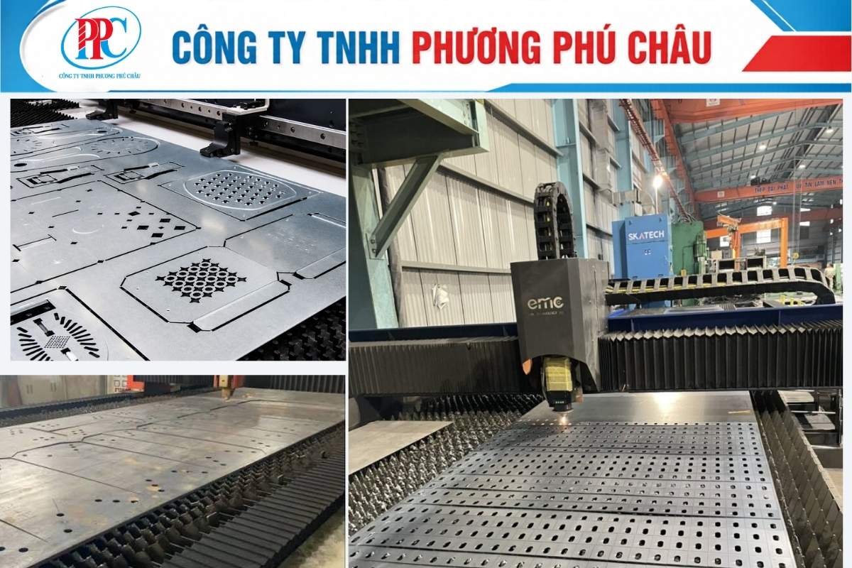 Chi tiết thép tấm có lỗ và biên dạng sau cắt laser