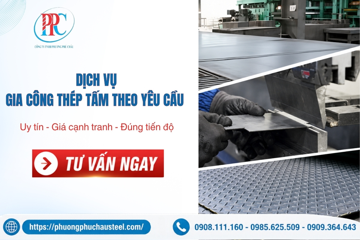 Các công đoạn cắt chấn CNC và bo cạnh thép tấm theo yêu cầu
