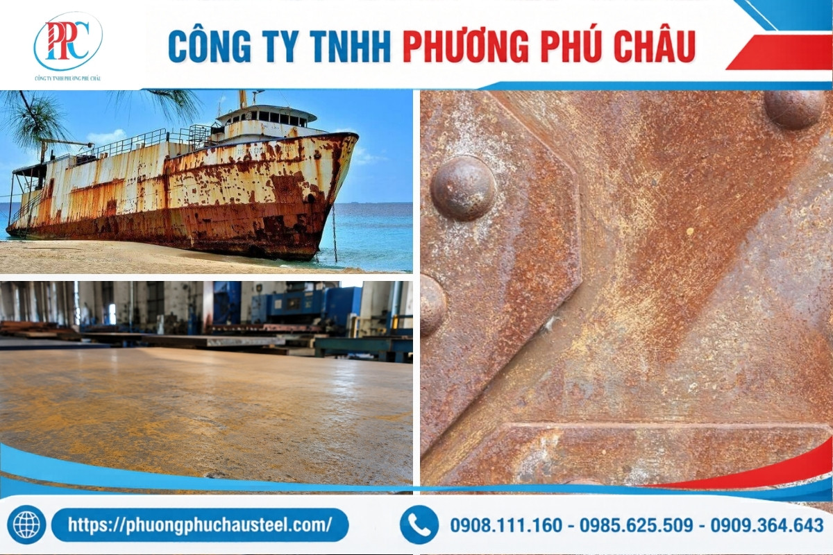 Thép tấm bị gỉ sét bề mặt khi lưu kho ngoài trời