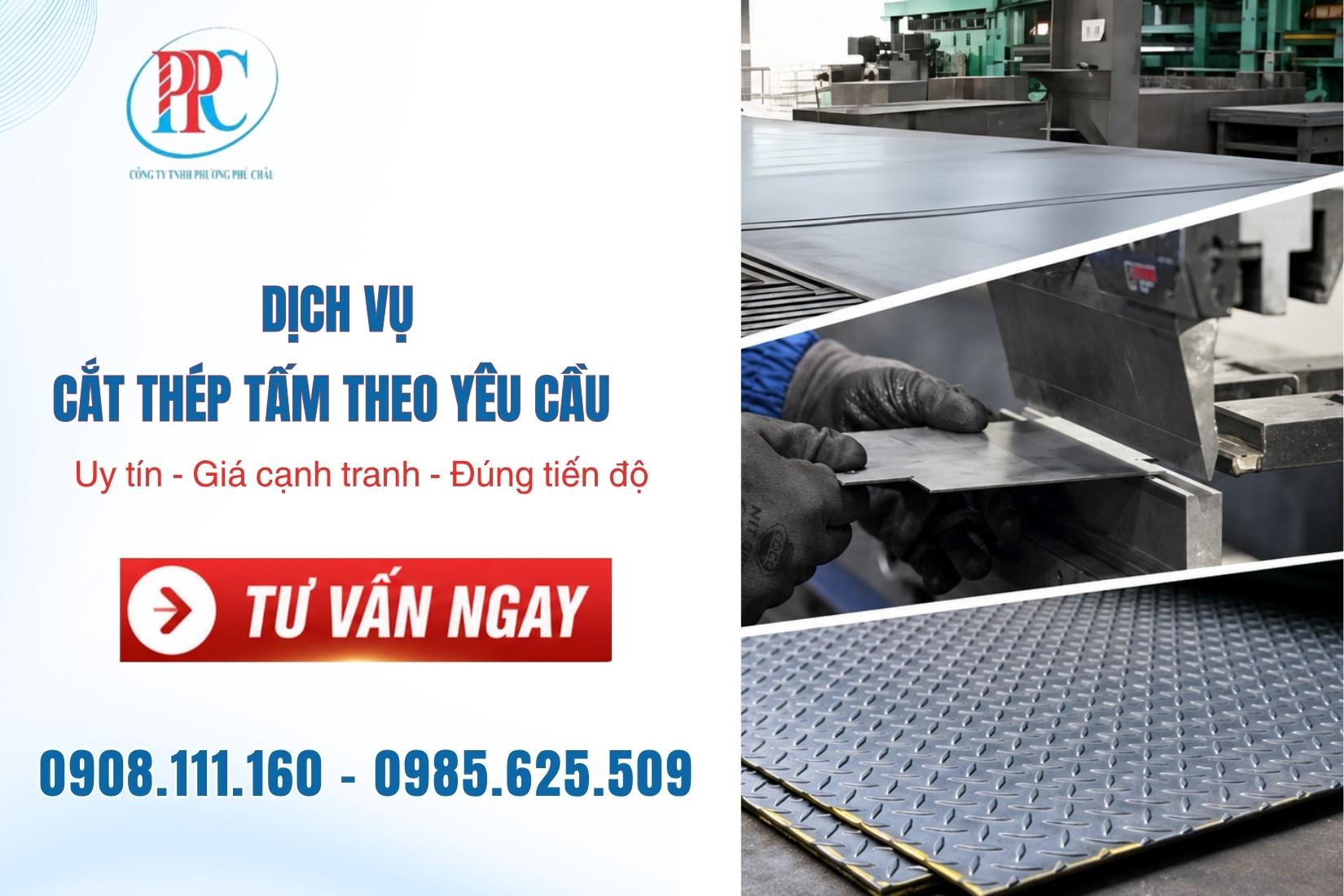 Cắt thép tấm theo yêu cầu tại xưởng Phương Phú Châu