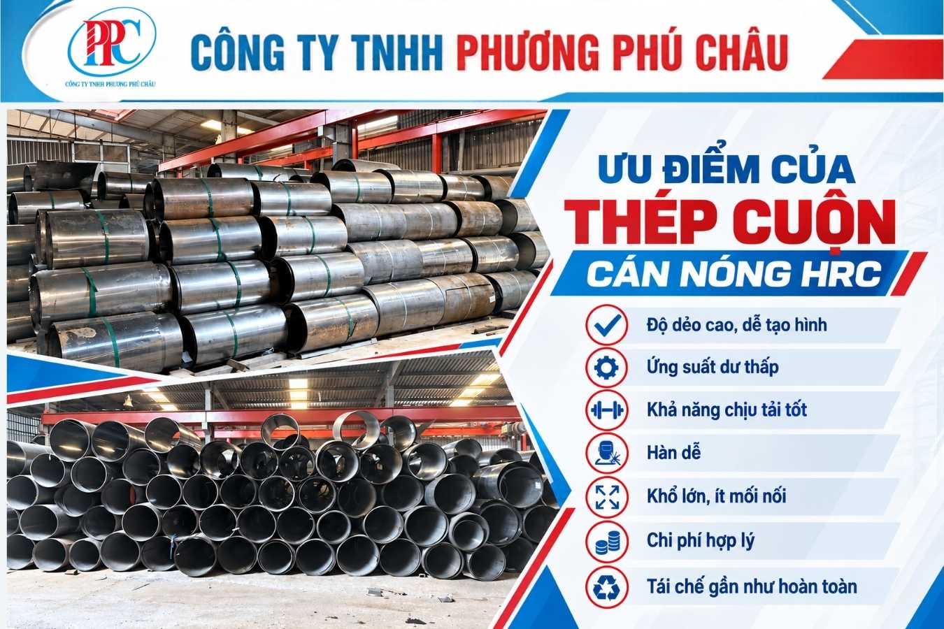 Ưu điểm thép cuộn cán nóng HRC độ dẻo cao và chịu lực tốt