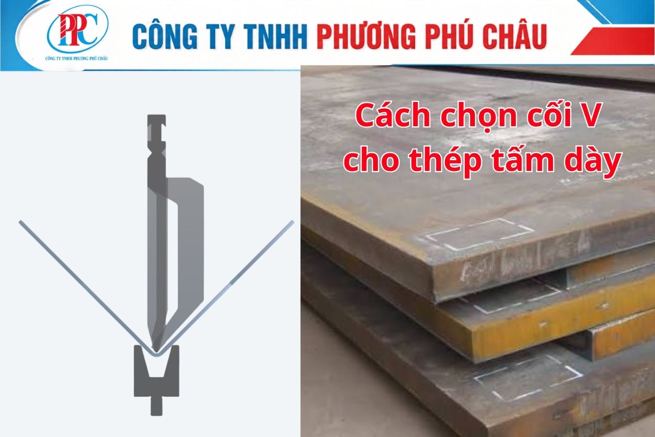 Cối V chấn thép tấm dày và bán kính trong góc chấn